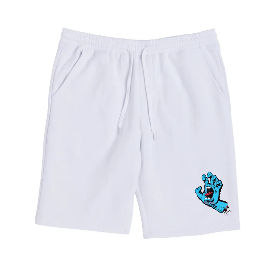 Santa Cruz 'Screaming Hand' Elastic Waist Sweat Shorts - White
