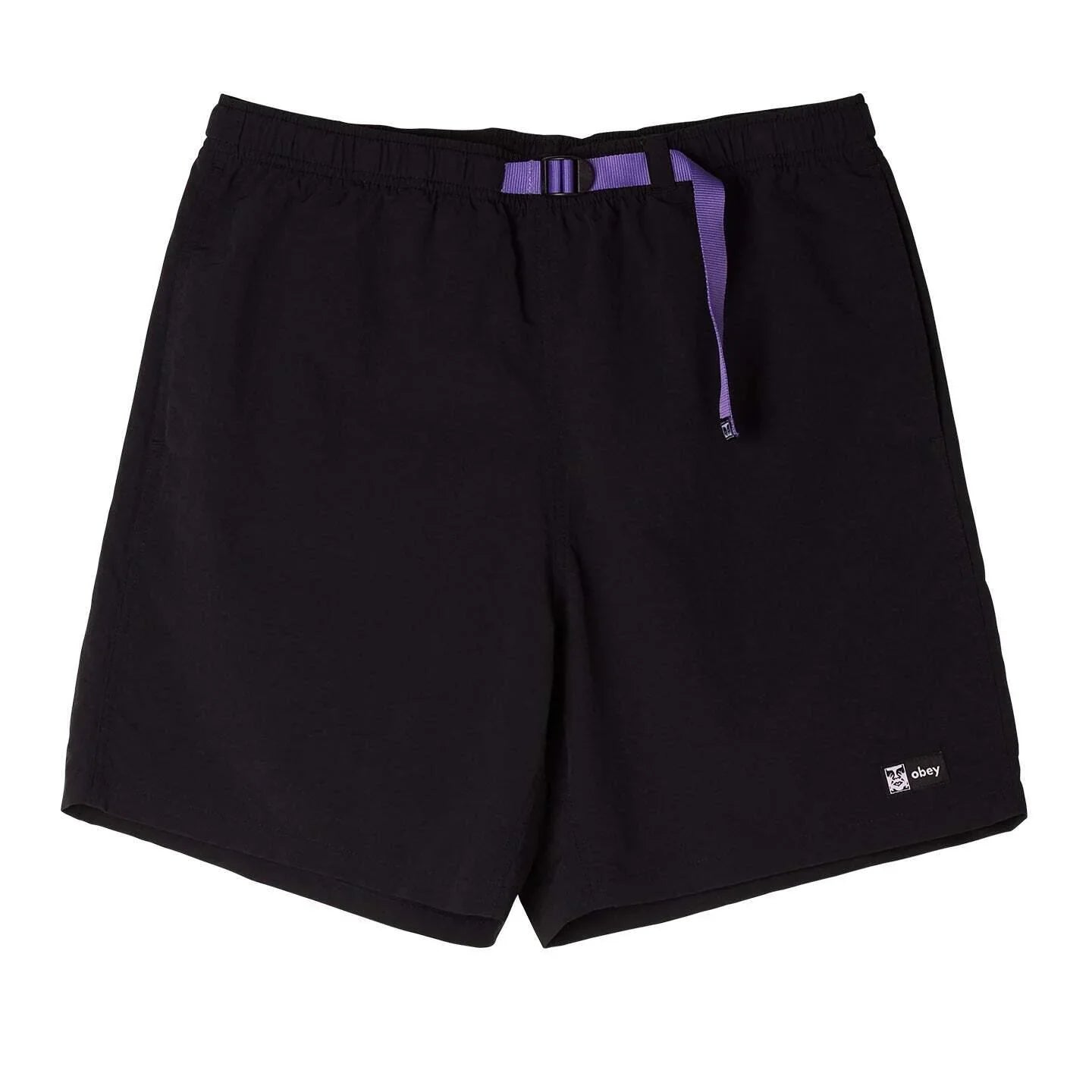 Obey 'Easy Relaxed' Elastic Waist Track Shorts - Black