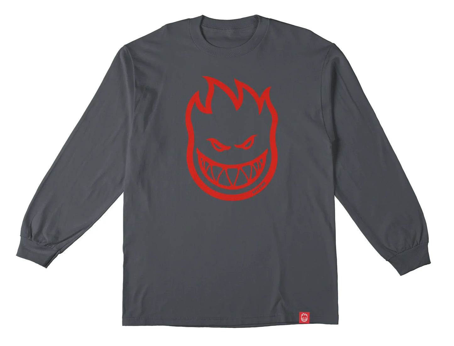 Spitfire 'Big Head' L/S Tee - Charcoal/Red (KIDS)