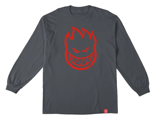 Spitfire 'Big Head' L/S Tee - Charcoal/Red (KIDS)