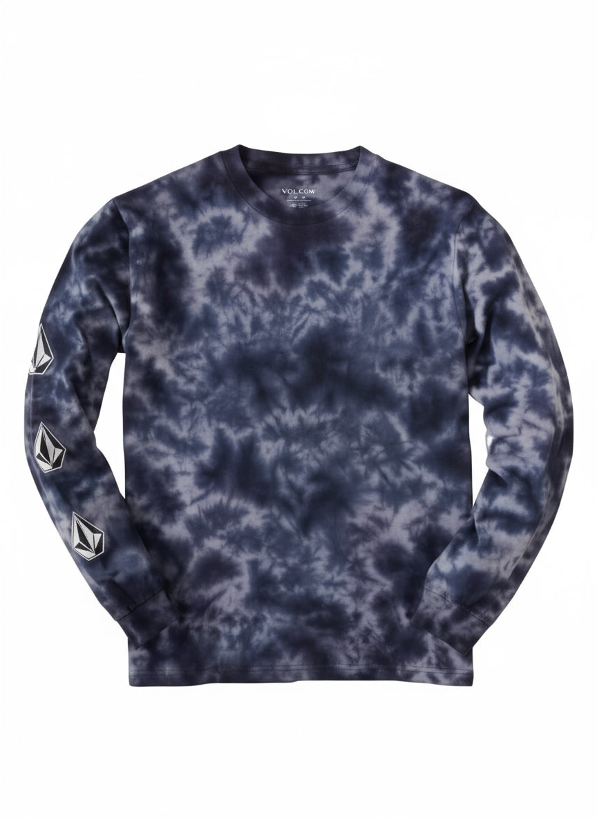Volcom 'Iconic Stone Tie Dye' L/S Tee - Blue (KIDS)