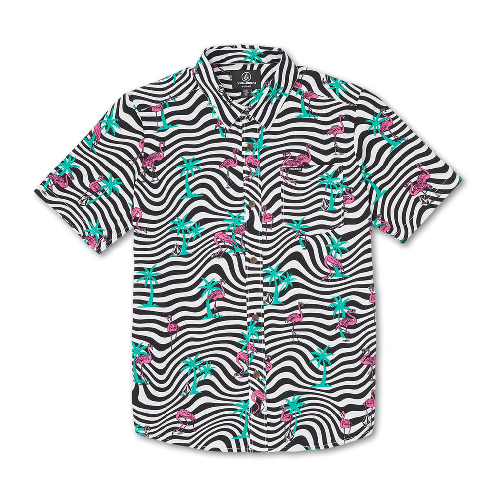 Volcom 'Flamingbros' S/S Shirt - Black/White (KIDS)
