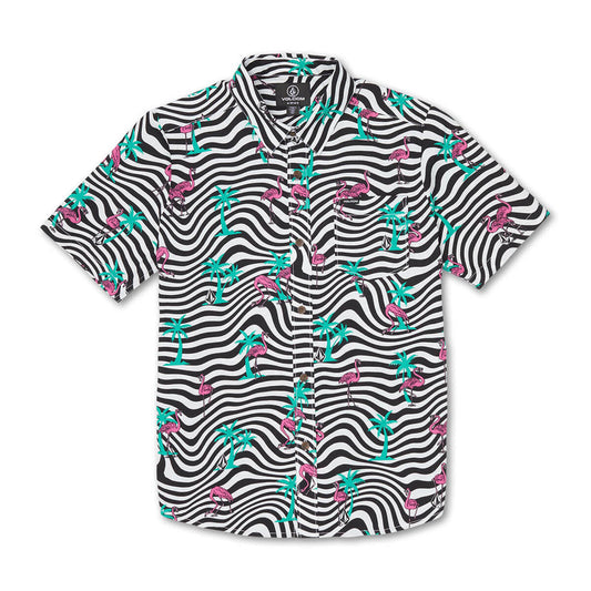 Volcom 'Flamingbros' S/S Shirt - Black/White (KIDS)