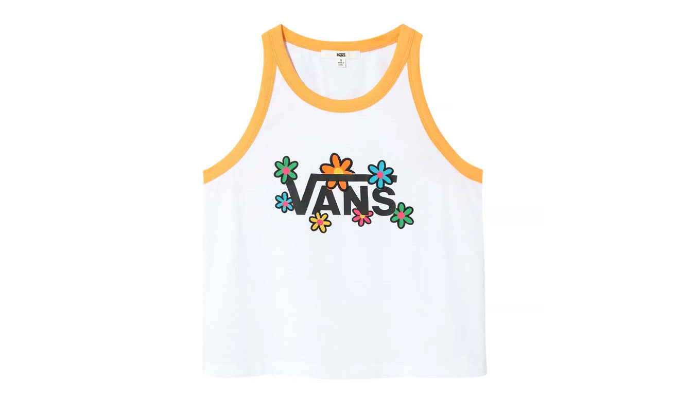 Vans 'Stacked Floral' Cropped Tank Top - White/Orange