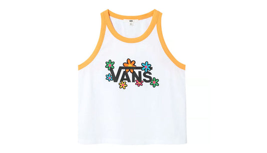 Vans 'Stacked Floral' Cropped Tank Top - White/Orange