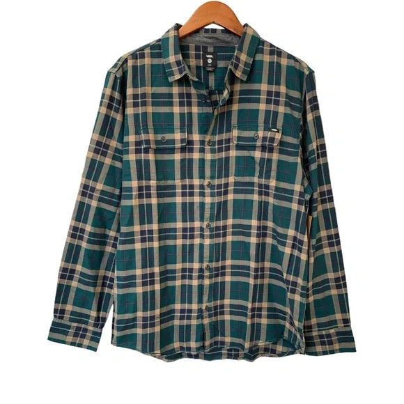 Vans 'Sycamore' Flannel L/S Shirt - Forest Green/Navy/Beige