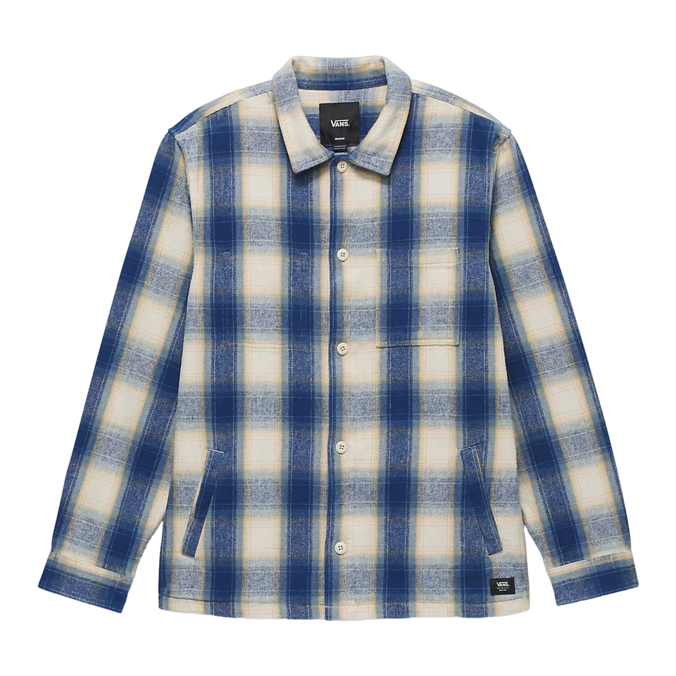 Vans 'Pemberton' Fleece-Lined Flannel Shirt- Blue/Oatmeal