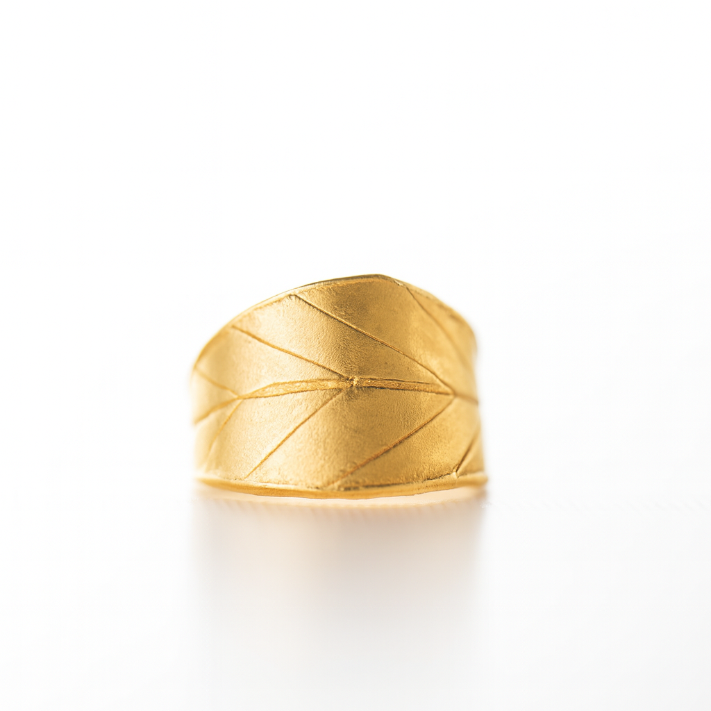 Blueberry Leaf Wraparound Ring — Handmade Sterling Silver & Gold — Unique Leaf Design
