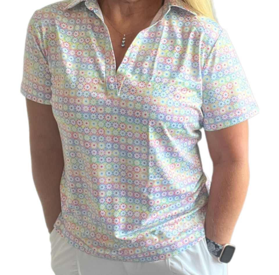 Liquidation Polos classiques pour femmes, col en V, manches, coupe ample.