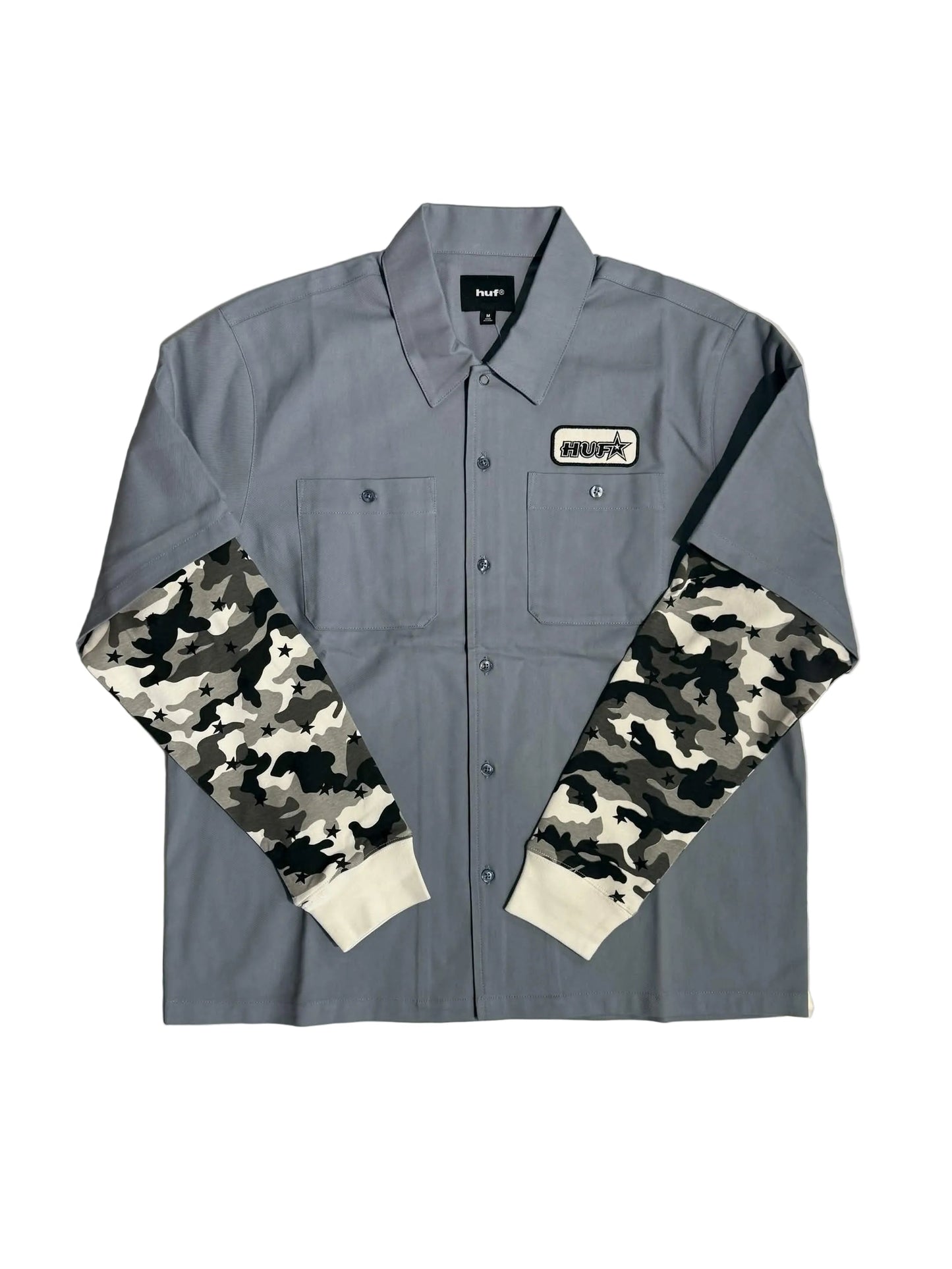 HUF 'Shadow' L/S Work Shirt - Blue/Winter Camo