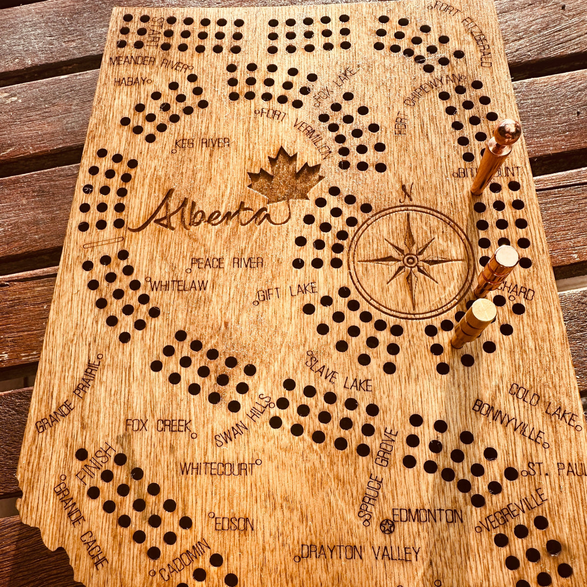 Alberta  Map Shaped Cribbage Board