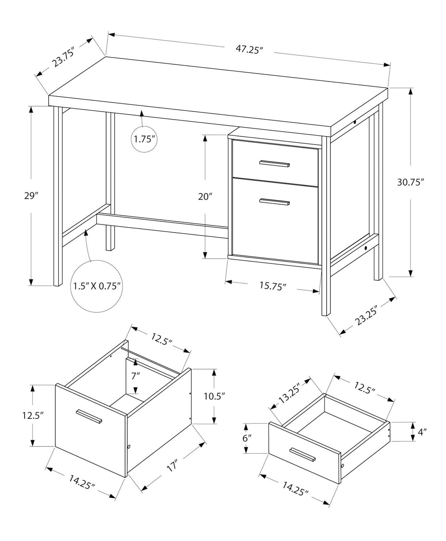 Bureau d'ordinateur de couleur noir et gris métallique (I 7437)