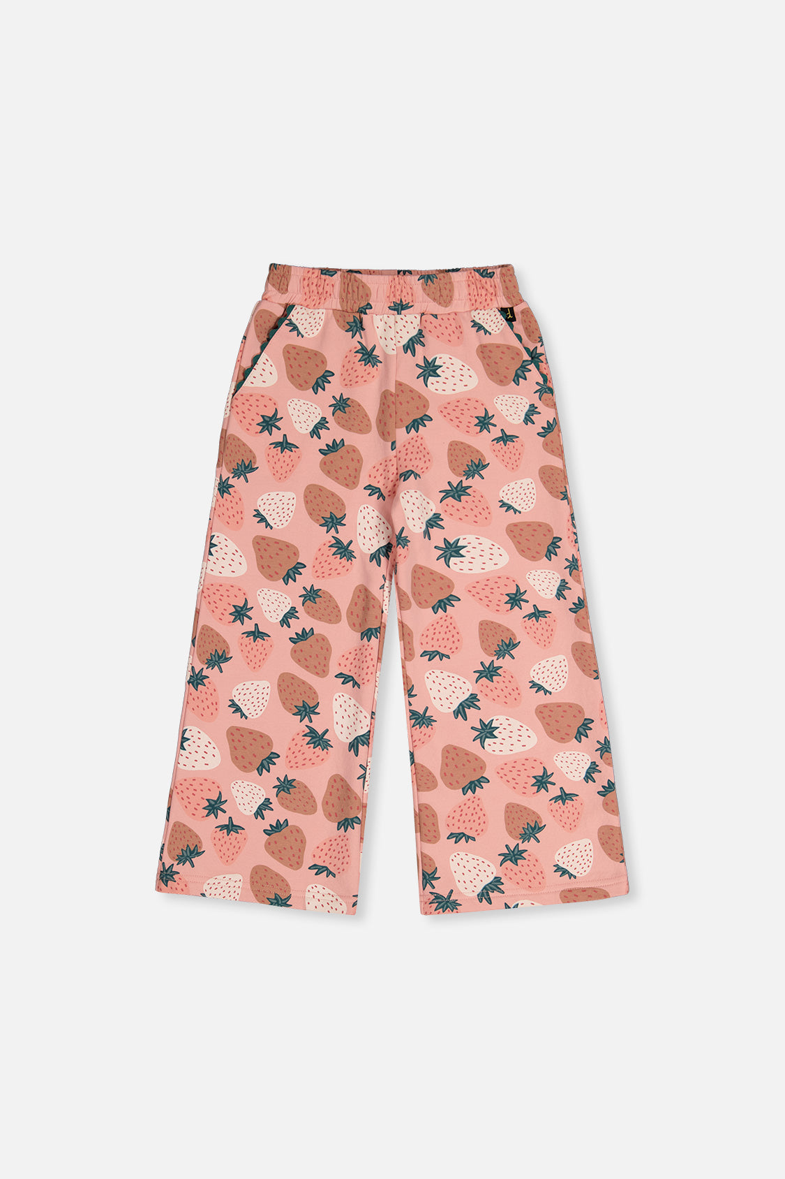 Wide Leg Sweatpants Pink Strawberry Print