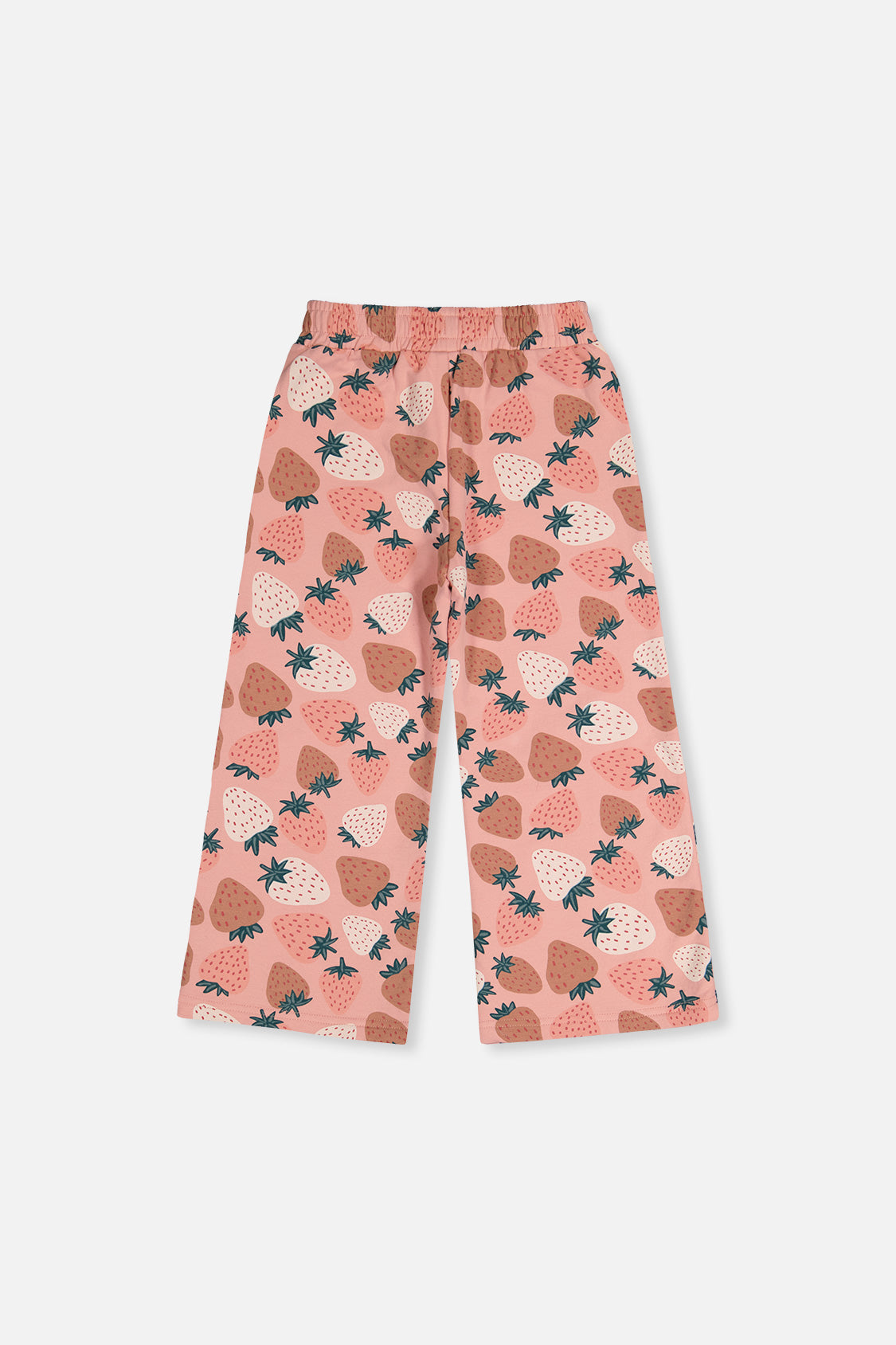 Wide Leg Sweatpants Pink Strawberry Print