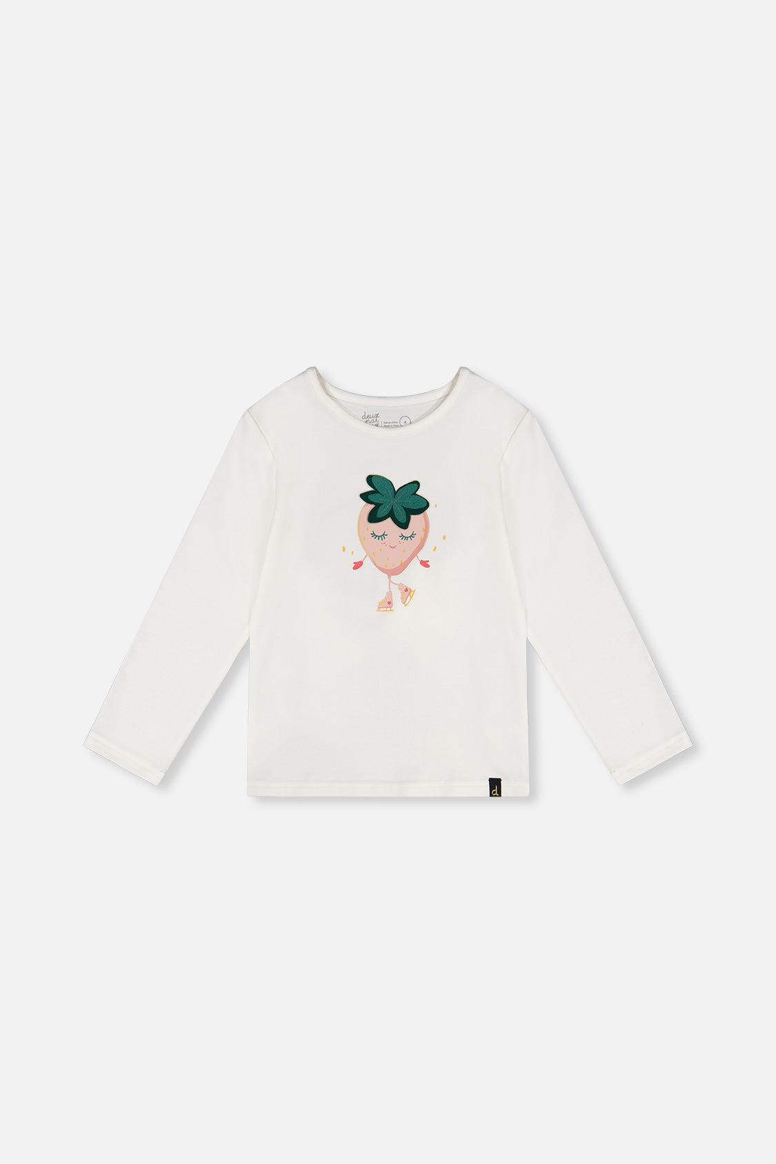 Long Sleeve Organic Cotton Strawberry T-Shirt Off White