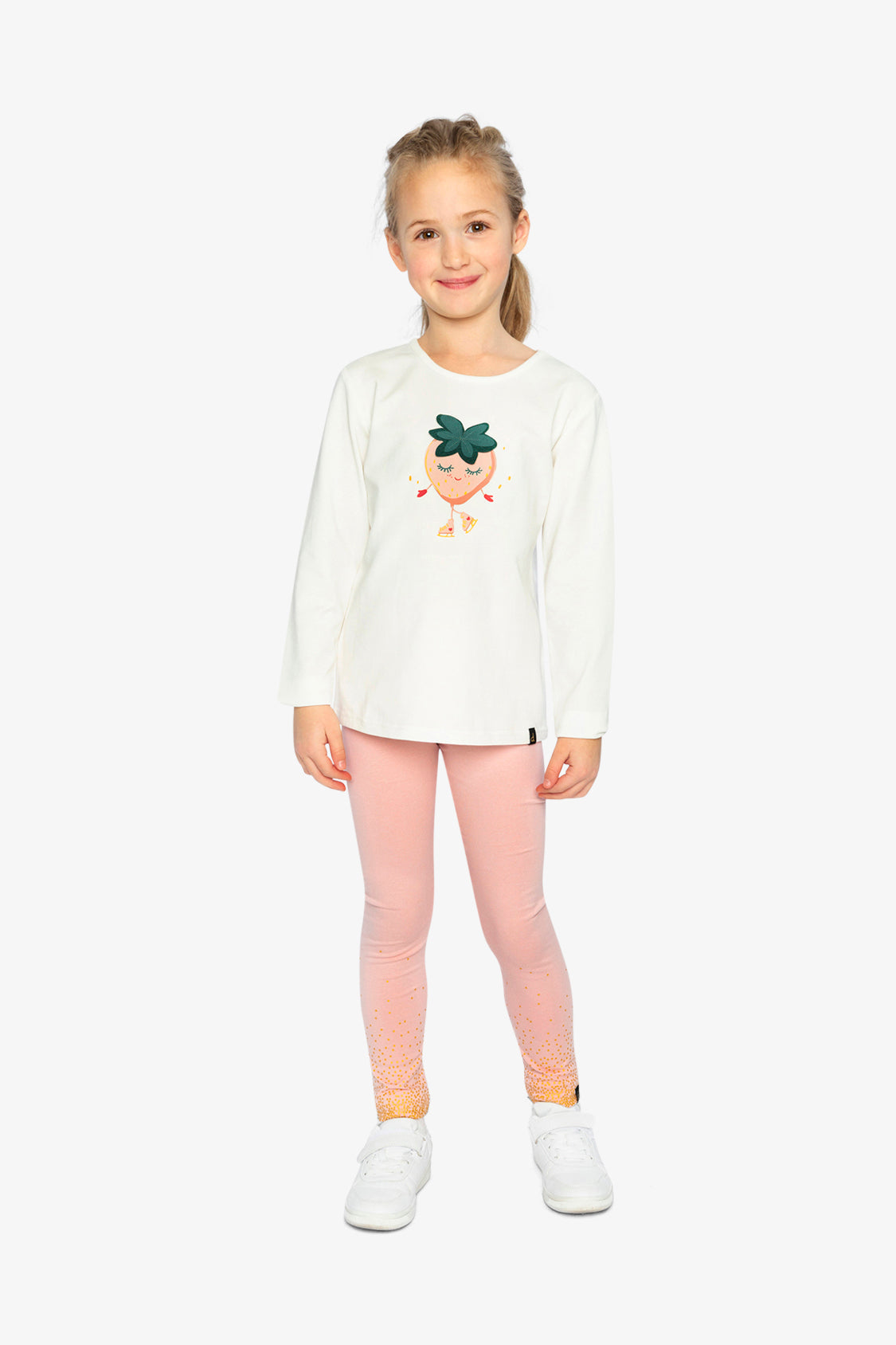 Long Sleeve Organic Cotton Strawberry T-Shirt Off White