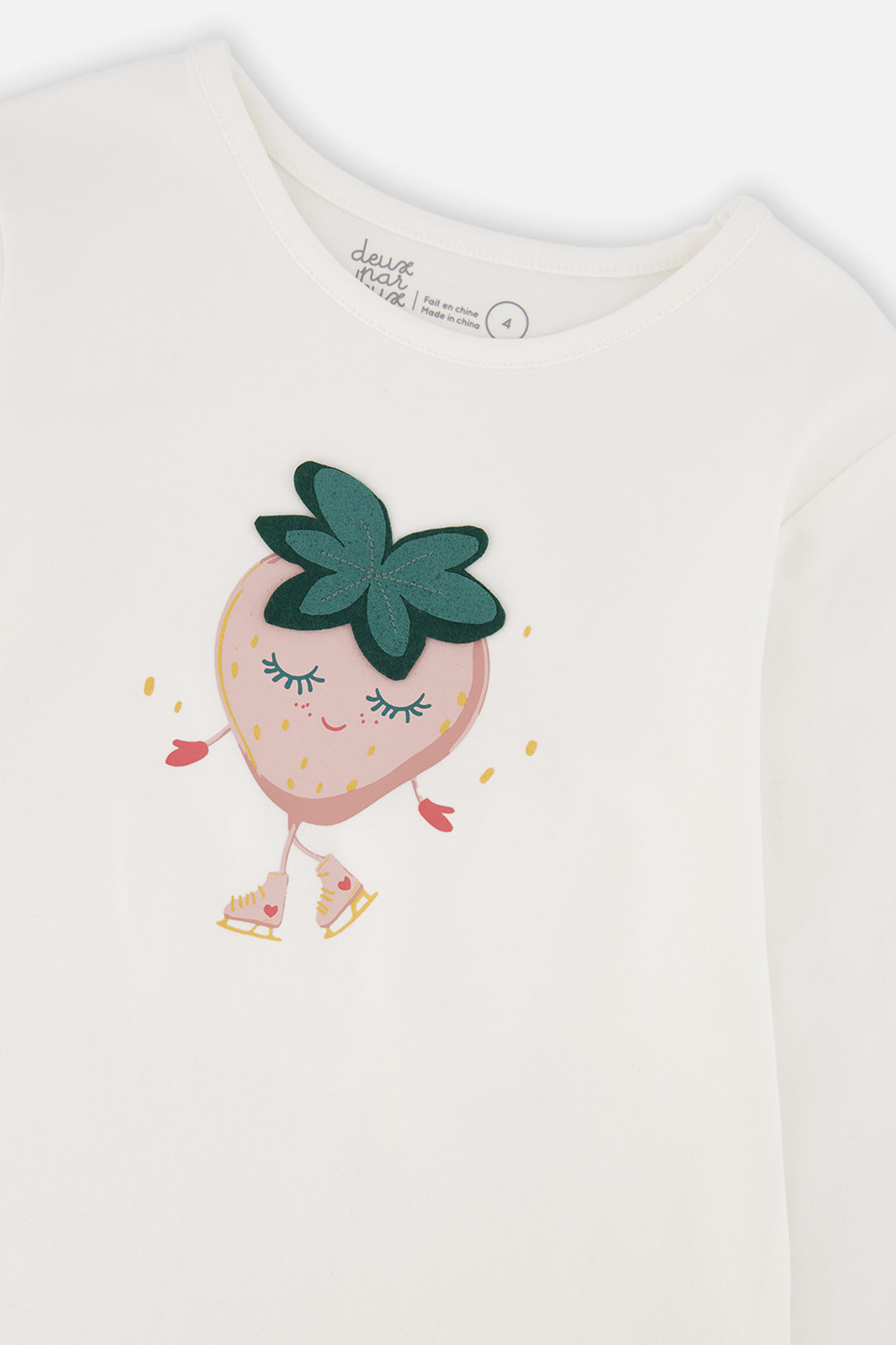 Long Sleeve Organic Cotton Strawberry T-Shirt Off White
