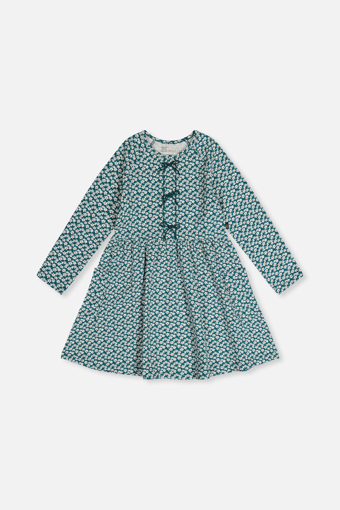Organic Cotton Dress With Pockets Green Floral Print
