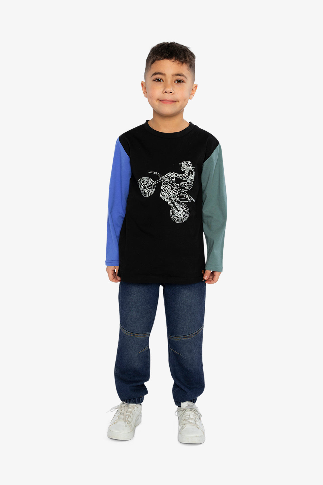 Long Sleeve T-Shirt Black, Blue And Green