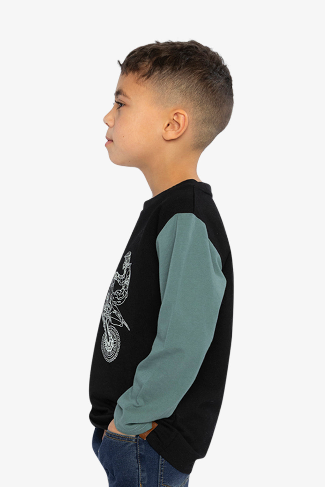 Long Sleeve T-Shirt Black, Blue And Green