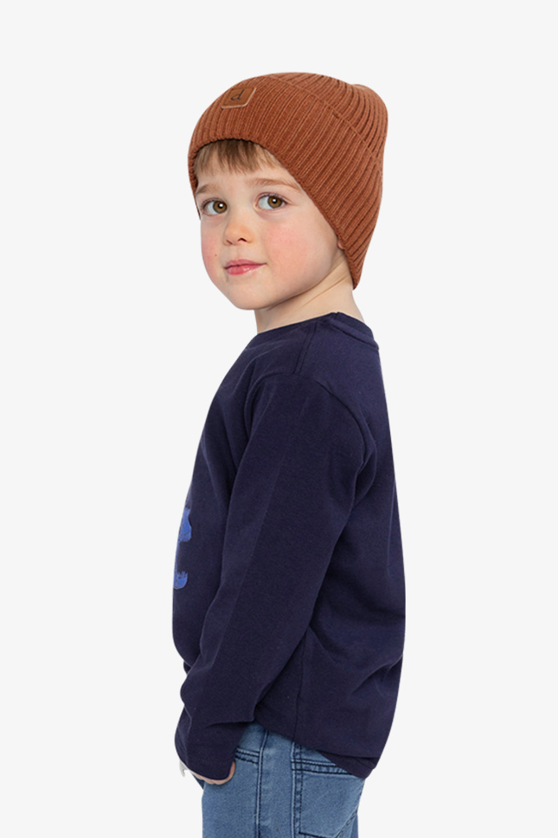 Long Sleeve Organic Cotton T-Shirt Dark Blue And Orange