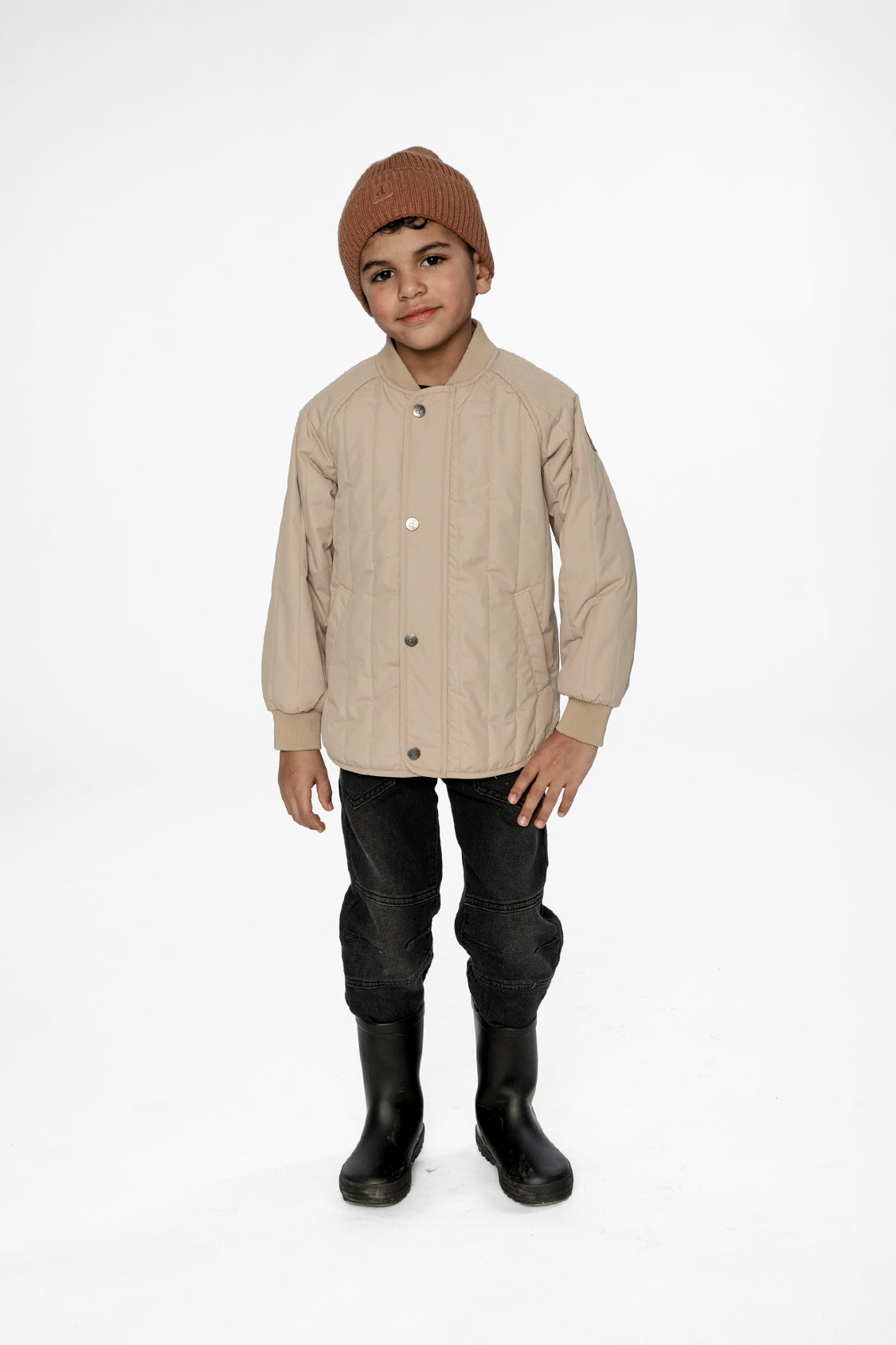 Quilted Raglan Sleeve Jacket Beige