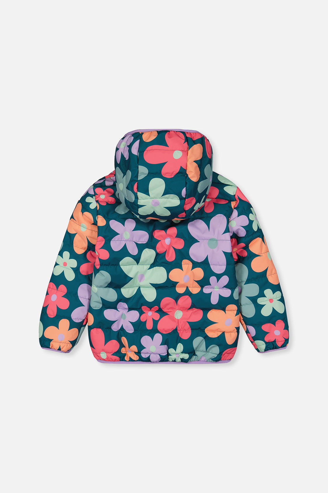 Quilted Mid-Season Jacket Green Floral Print