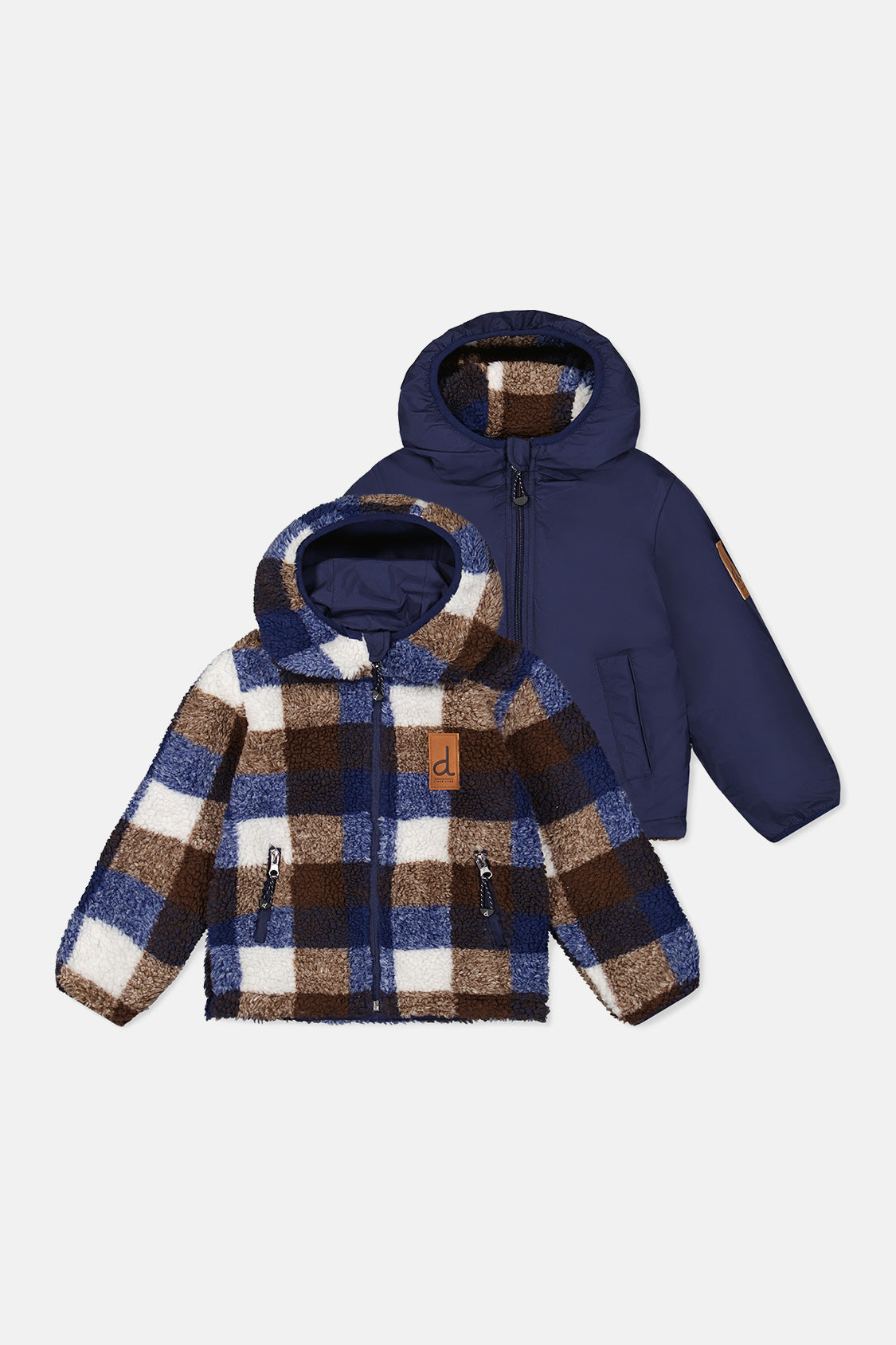 Reversible Mid-Season Jacket Dark Blue And Brown