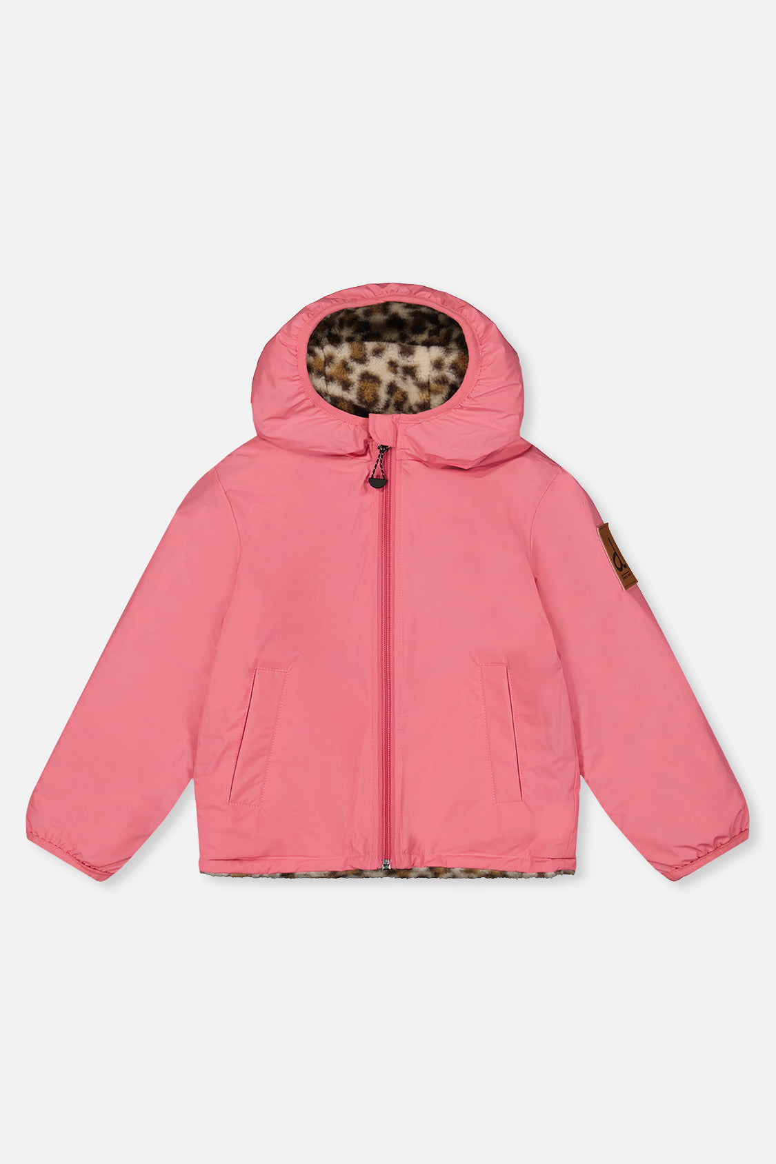 Reversible Mid-Season Jacket Pink And Leopard