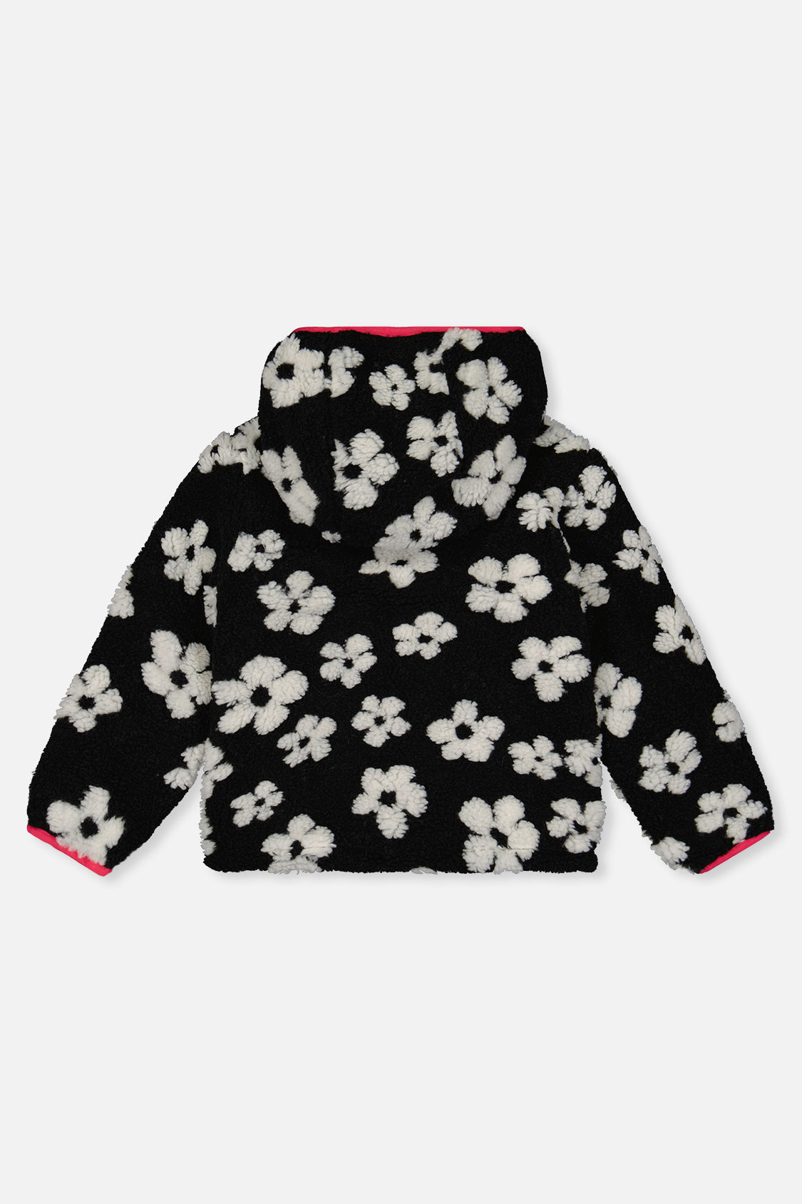 Reversible Mid-Season Jacket Pink And Black Printed Flowers