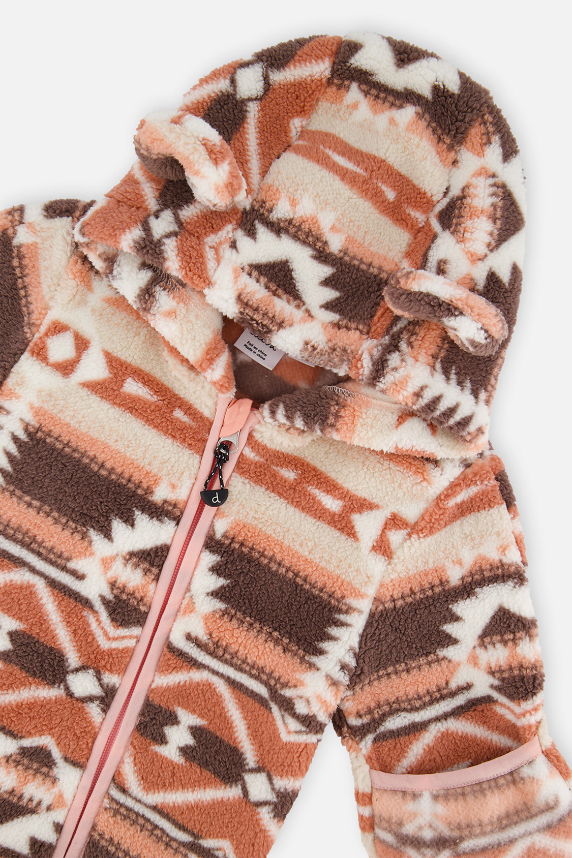 Baby Mid-Season Plush One-Piece Outerwear Aztec Pink