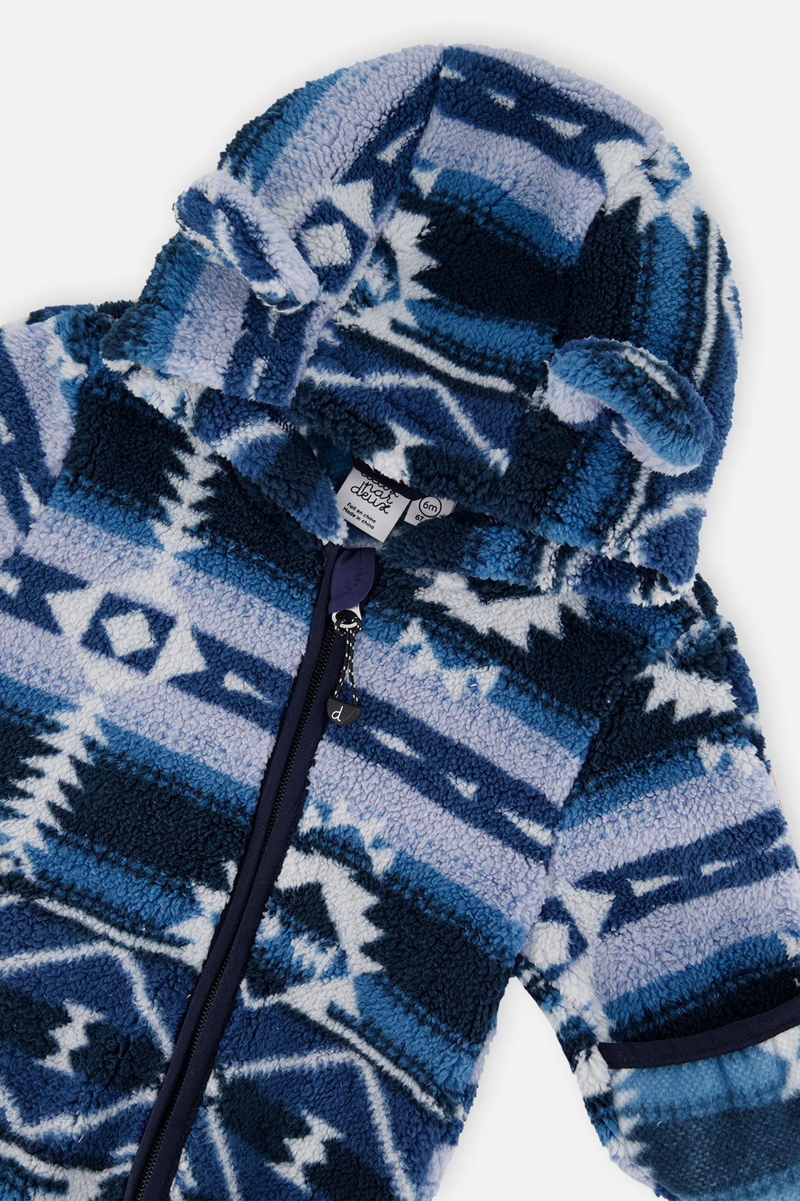 Baby Mid-Season Plush One-Piece Outerwear Aztec Blue