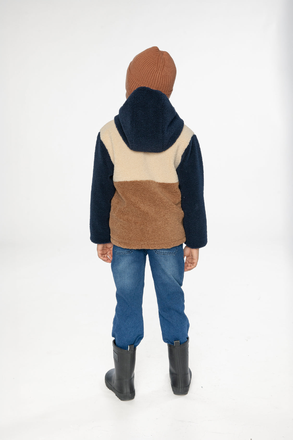 Reversible Mid-Season Jacket Dark Blue, Beige And Brown