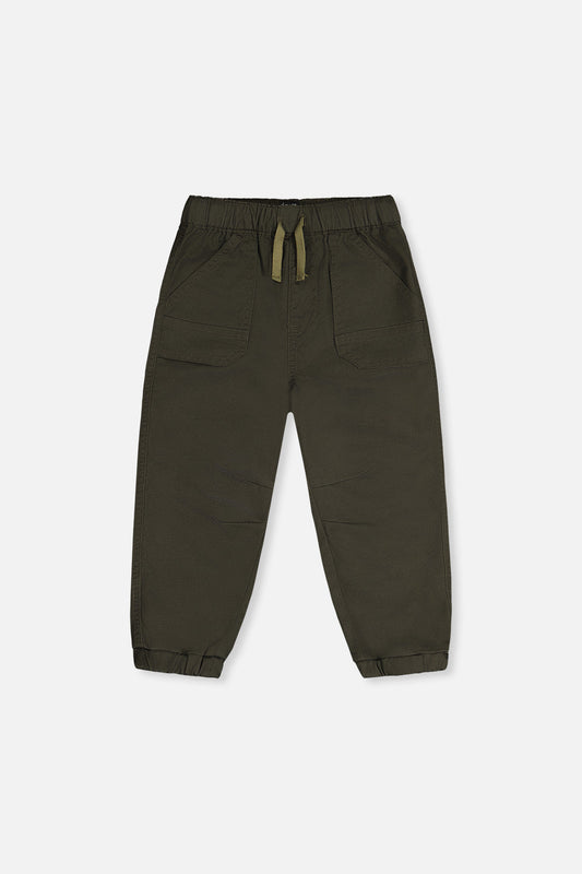 Stretch Canvas Jogger Pants Very Dark Green
