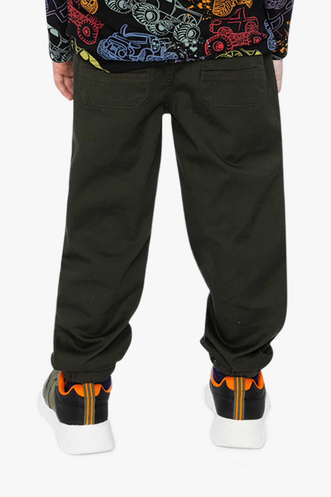 Stretch Canvas Jogger Pants Very Dark Green