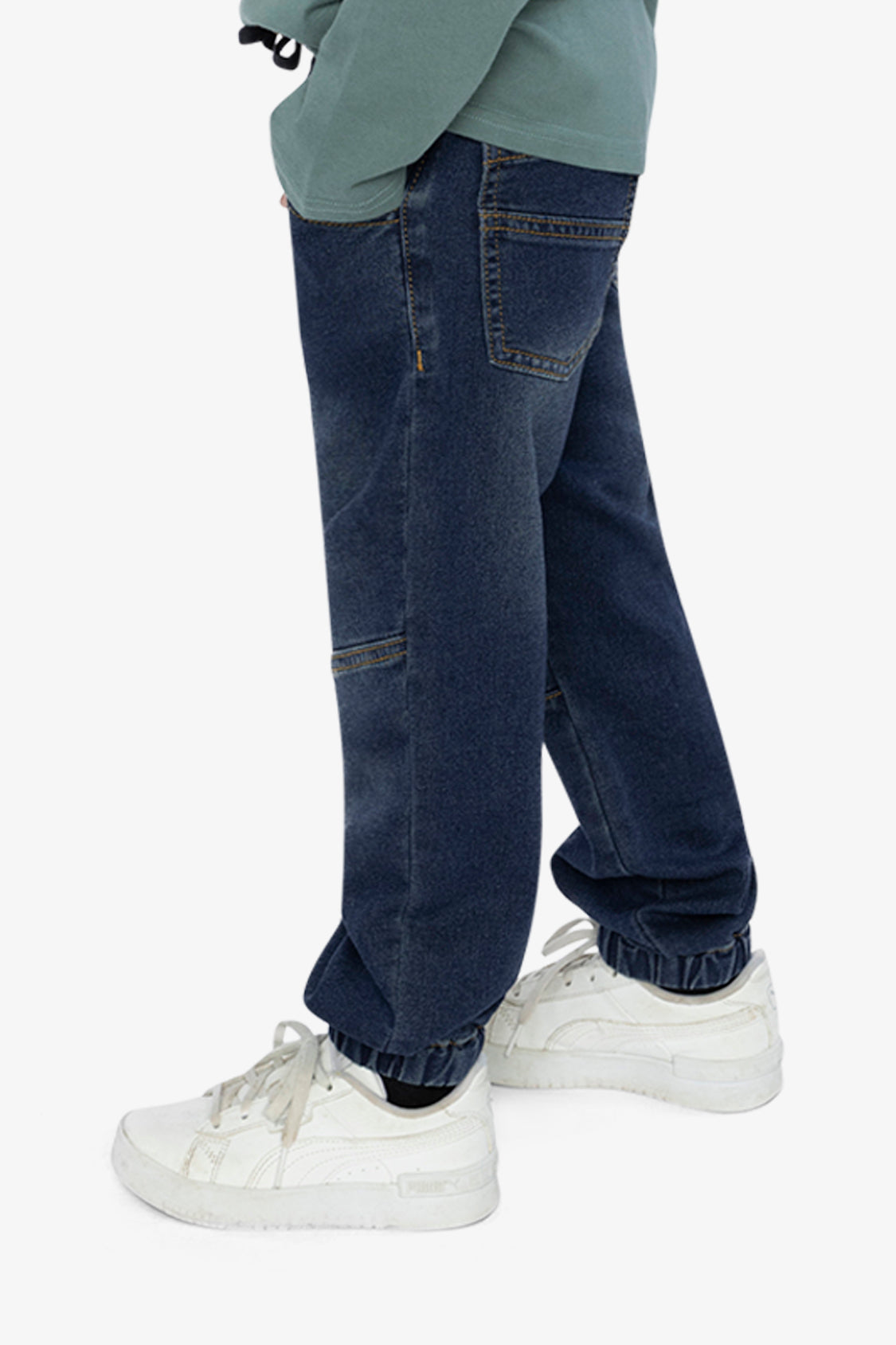 French Terry Denim Jogger Pants Navy Blue