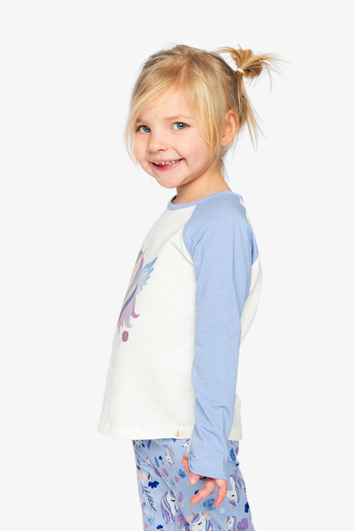 Raglan Organic Cotton T-Shirt Violet And Off-White