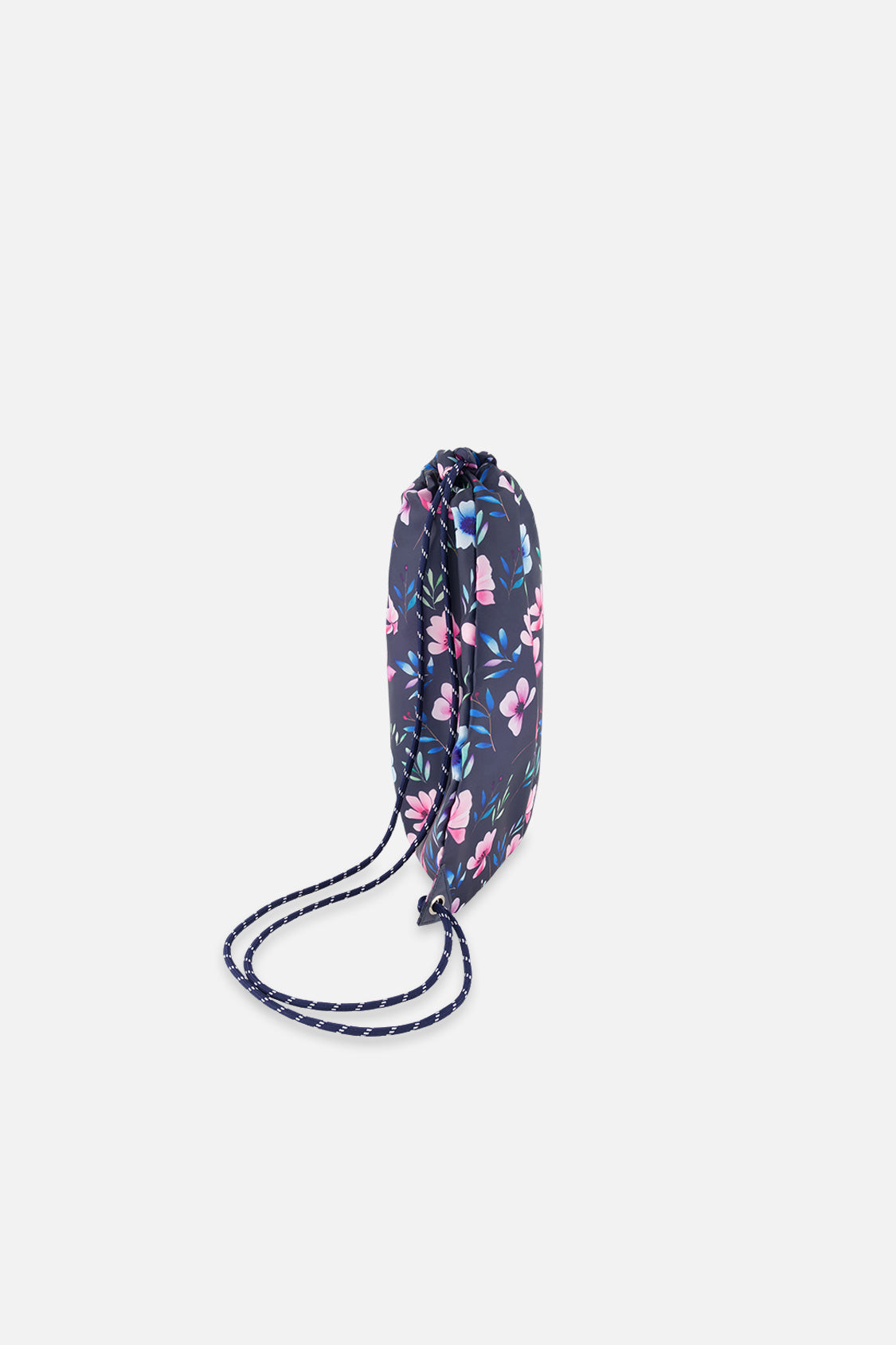 Drawstring Bag Blue Floral Print