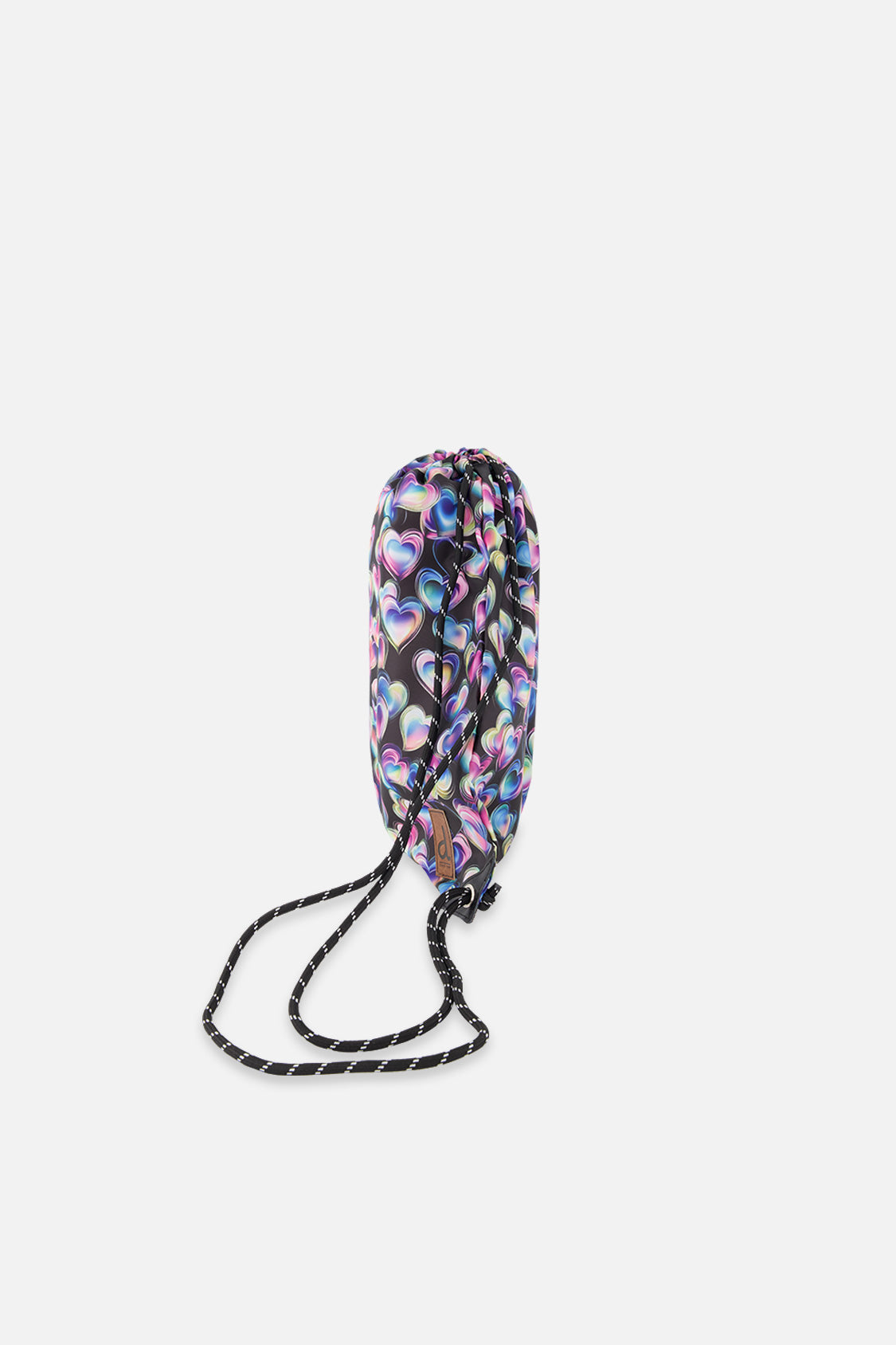 Drawstring Bag Black Printed With Hearts