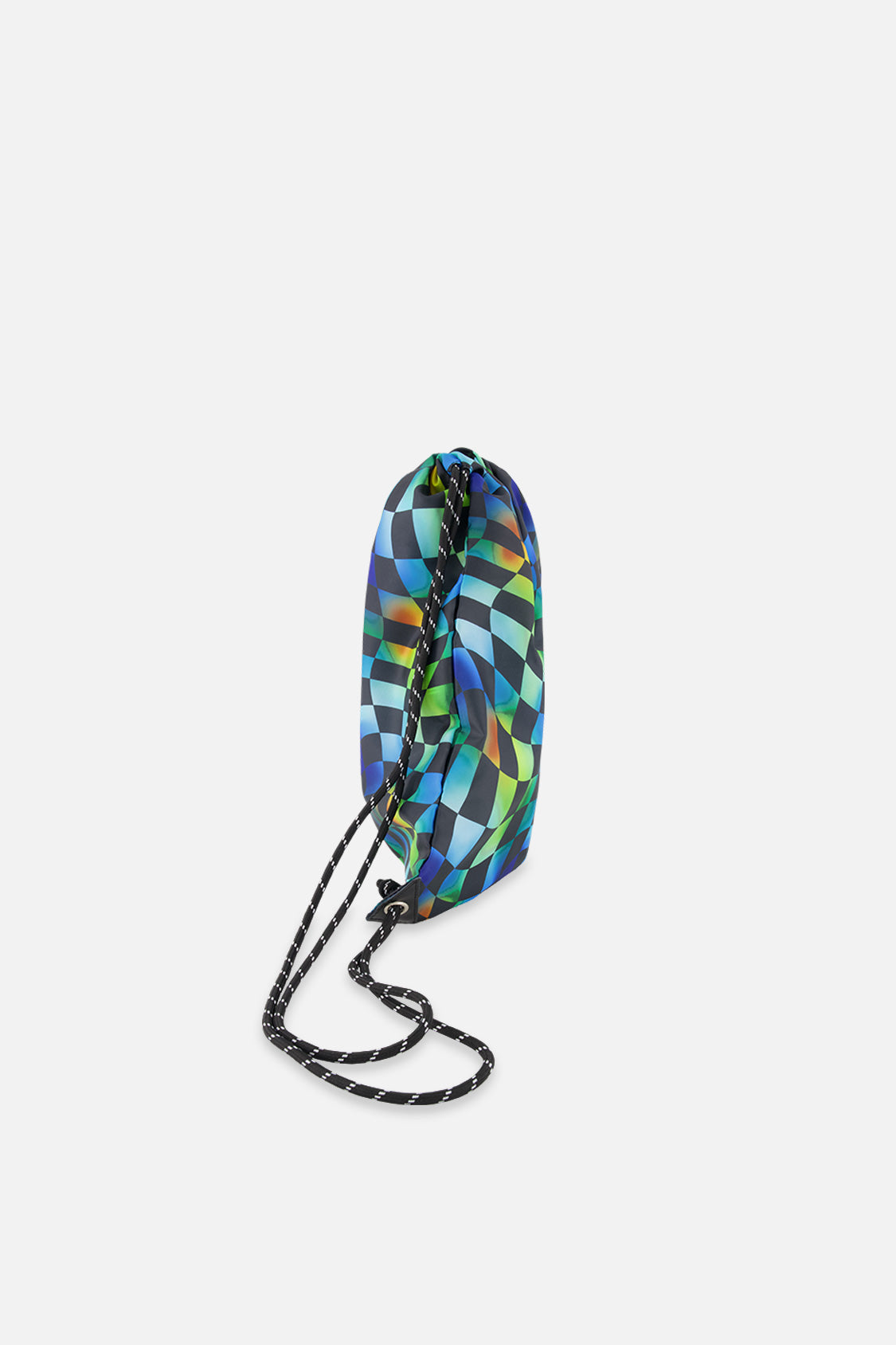 Drawstring Bag Blue Checkered Print