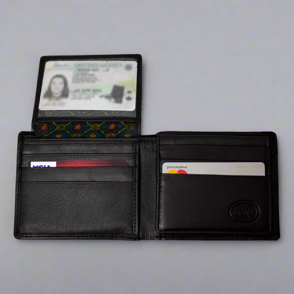 JBG International Men's Card Flip Up Bifold Leather RFID Wallet