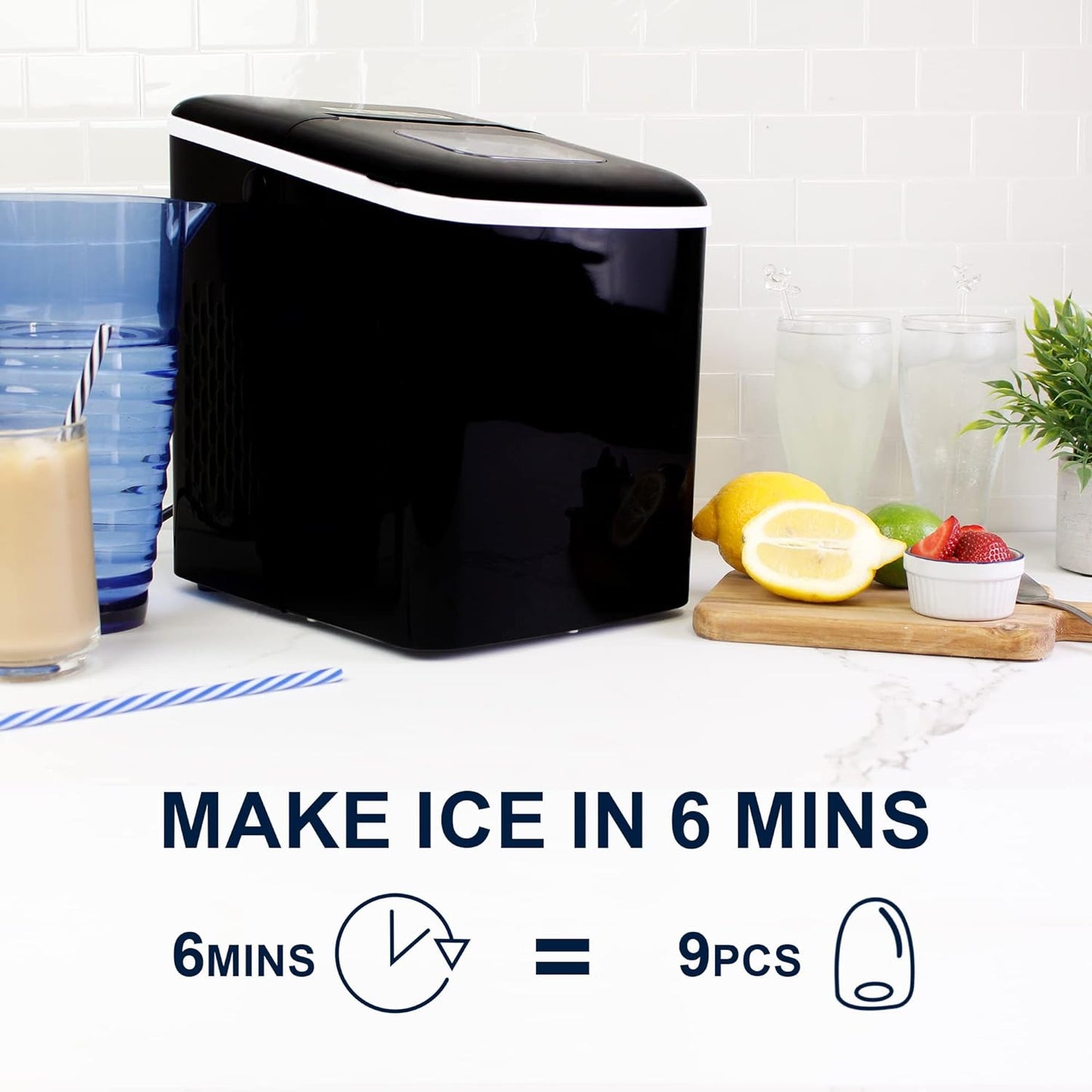 KOOLATRON KIM23-B Portable Countertop Automatic Ice Maker, Self-Cleaning with Digital Controls and LED Indicators in Black