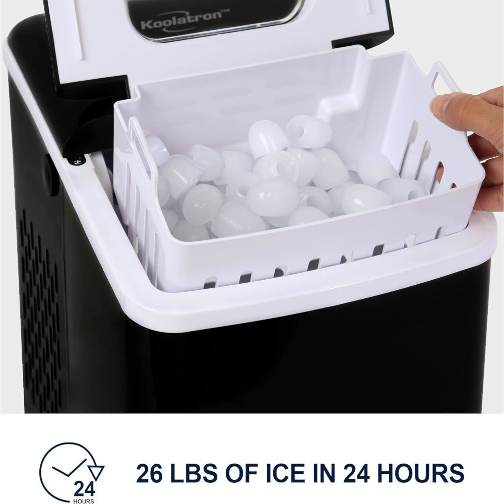 KOOLATRON KIM23-B Portable Countertop Automatic Ice Maker, Self-Cleaning with Digital Controls and LED Indicators in Black