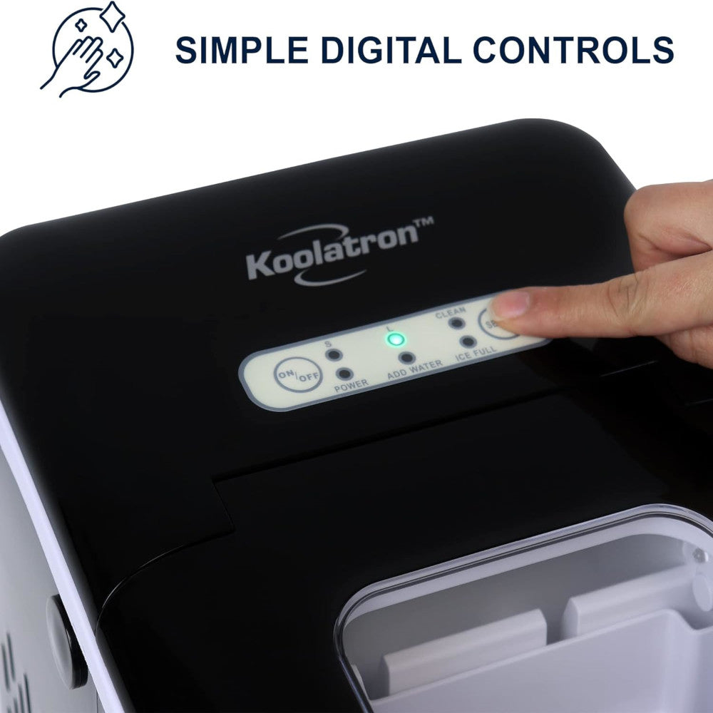 KOOLATRON KIM23-B Portable Countertop Automatic Ice Maker, Self-Cleaning with Digital Controls and LED Indicators in Black