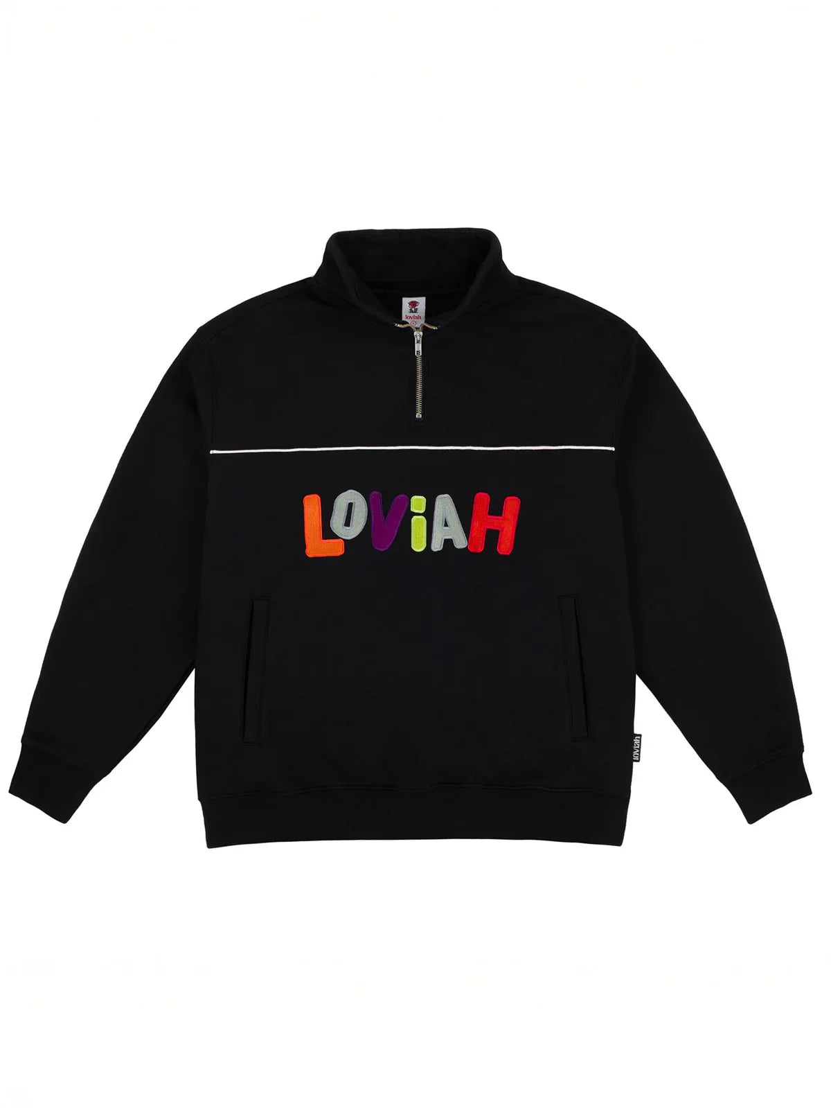Loviah 'Mockneck Henley' Fleece - Black