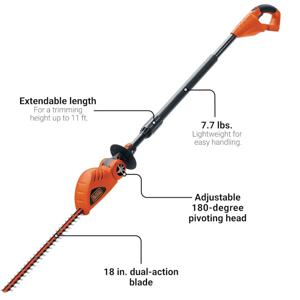 BLACK+DECKER LPHT120 20V Max Lithium Ion Pole Hedge Trimmer - Refurbished with Full Manufacturer Warranty