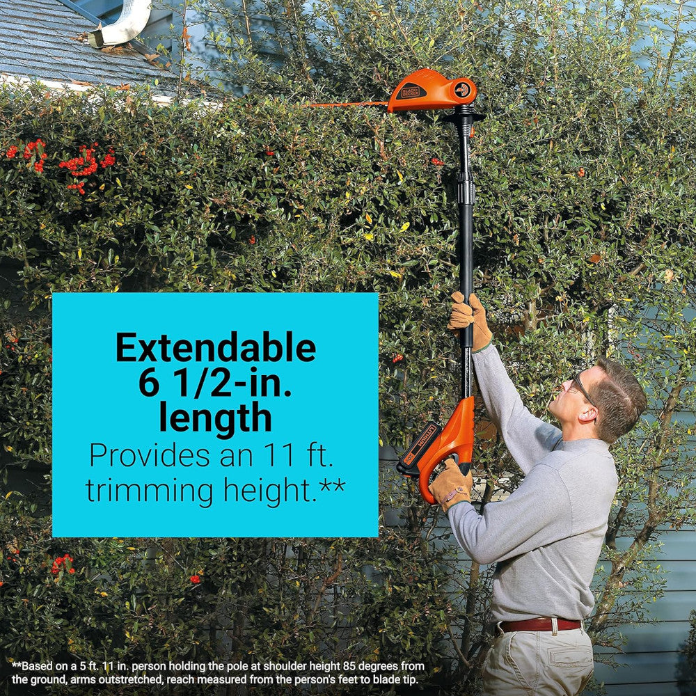BLACK+DECKER LPHT120 20V Max Lithium Ion Pole Hedge Trimmer - Refurbished with Full Manufacturer Warranty