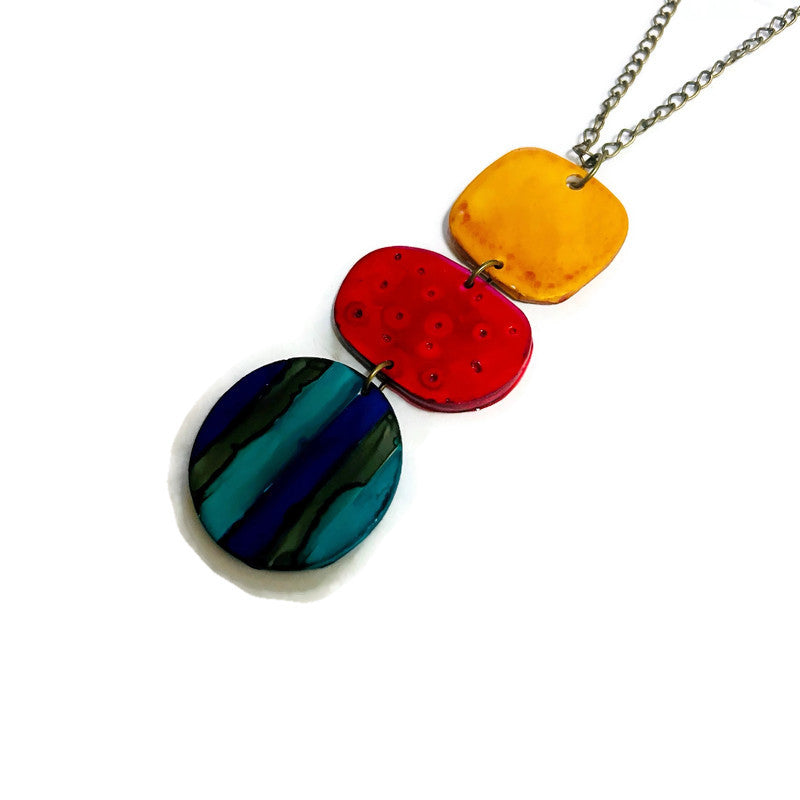 Colorful Long Pendant Necklace Handmade