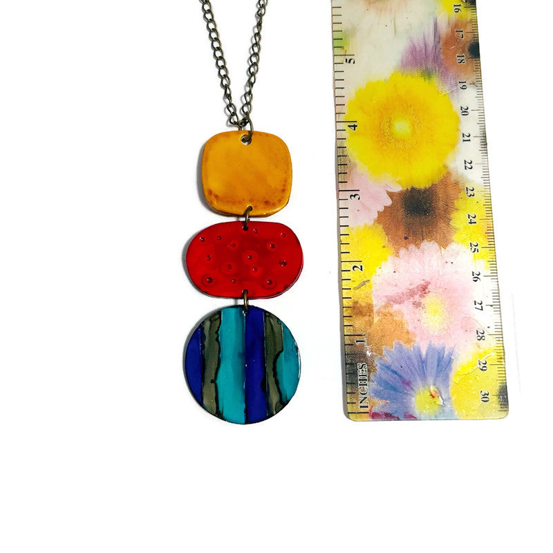Colorful Long Pendant Necklace Handmade