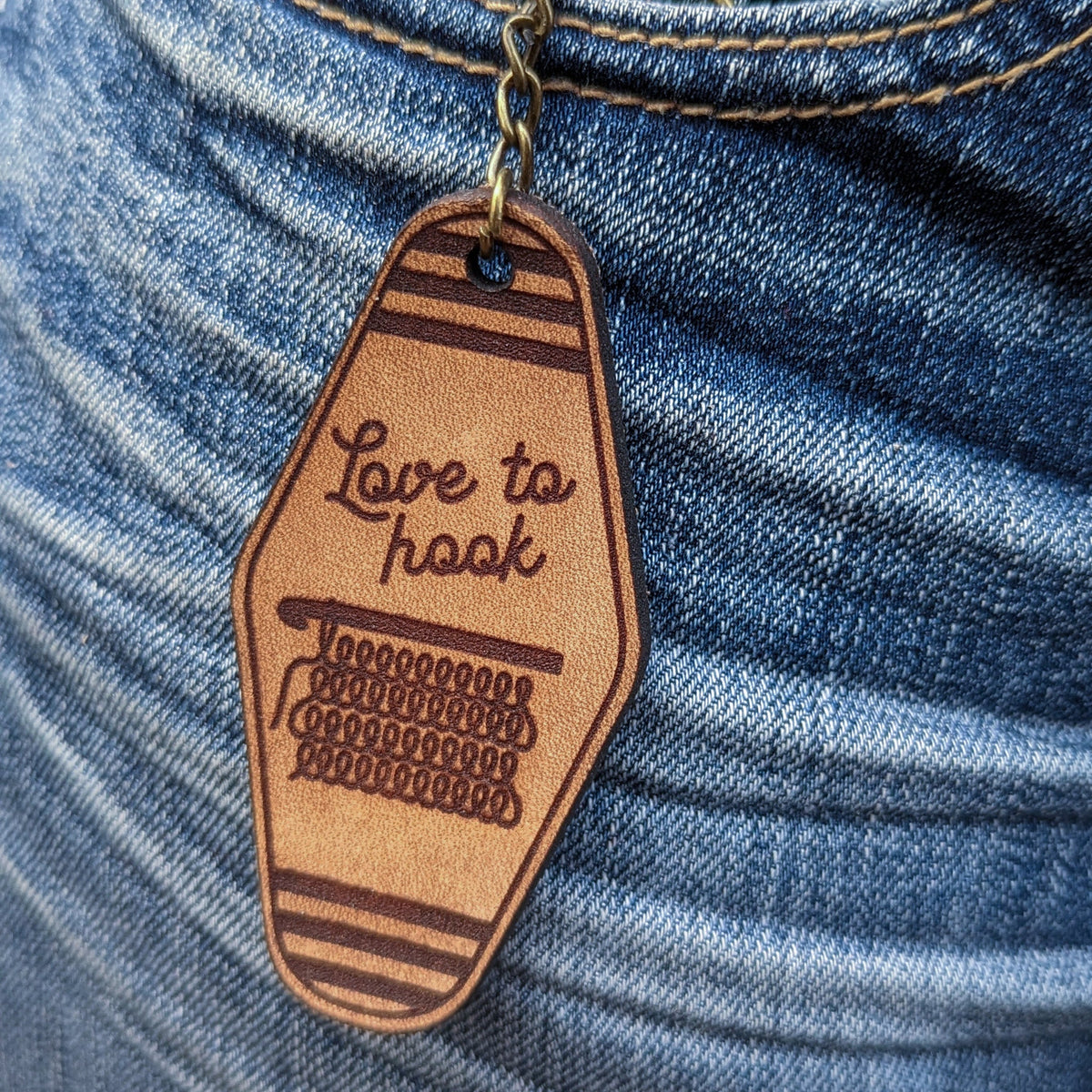 Vintage Motel Key Leather Keychain | Love to hook
